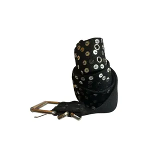 Black Sequin Indie Sleaze 90s Mall Rat Belt Y2K Emo Glam Grunge Canvas EUC 45" thumbnail 2