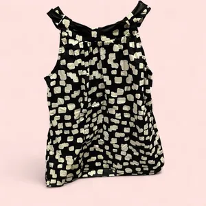 Cute vintage 90’s breezy cotton tie collar high neck sleeveless blouse AB Studio thumbnail 4