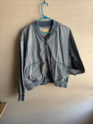 MICHAEL Michael Kors Light Blue Denim Bomber Jacket thumbnail 2