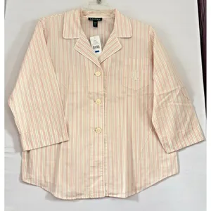 Ralph Lauren Pink Stripe Long Sleeve/Pants Button Up‎ Pajama Set Size XL NwT thumbnail 1
