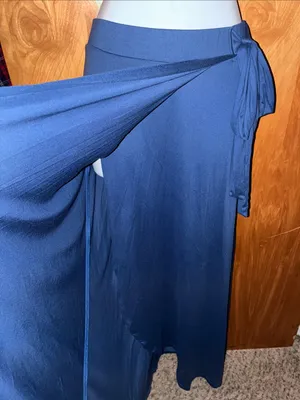 Doublju Bright Blue Wrap-Style Maxi Skirt with Side Tie - Size XL thumbnail 4