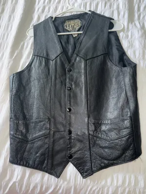 Leather Vest Black Size L thumbnail 1
