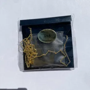 🩵 Vintage 1990s Lindenwold 14K Gold Electroplated Angel Aqua Rhinestone Crystal Necklace 🩵 thumbnail 2