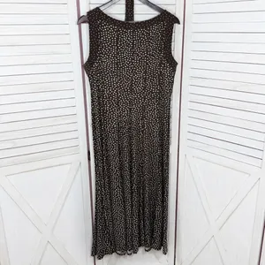 Perceptions Polka Dot Panel A Line Midi Dress Sleeveless‎ Brown White 12 thumbnail 10