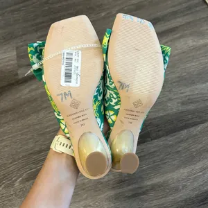 Antonio Melani Alora Royal Palm Print Bow Detail Slide Sandal Kitten Heels thumbnail 7