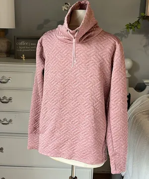 Rose Pink Quilted Pullover Womens Medium thumbnail 3