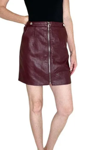 Tagoo All For Leather Burgundy Faux Leather Pleather Mini Skirt thumbnail 1