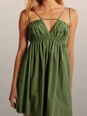 Abercrombie & Fitch Mini Dress Women Green Strappy Empire Waist Boho Feminine M thumbnail 1