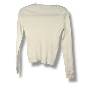 Reformation Cream Ribbed Knit Long Sleeve Top‎ Extra Fine Merino Wool thumbnail 3