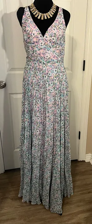 Pink and blue floral evening sundress thumbnail 1