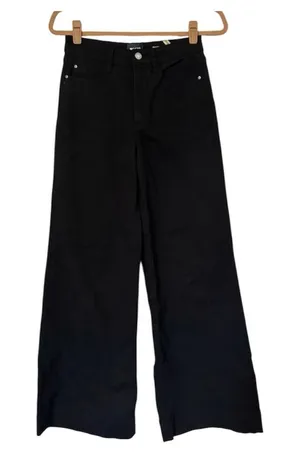 Anthropologie Maeve Wide Leg Flare Jeans Womens 26 Black Cotton Blend Stretch thumbnail 1