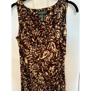 Lauren Ralph Lauren Brown Floral Sleeveless‎ Wrap Dress size 4 EUC thumbnail 2