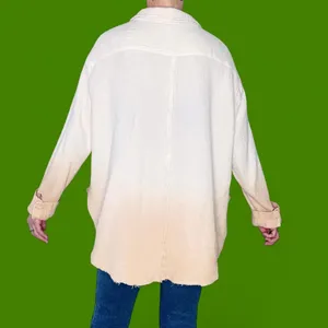 Le Miel Cream Beige Dip Dye Oversized Button Down Gauze Shirt thumbnail 6