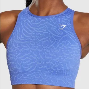 Blue Animal Print Gym Shark High Neck Sports Bra thumbnail 1