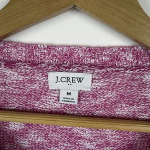 J Crew Womens Pink Marled Cotton Blend Crewneck Sweater Medium Preppy Stretch thumbnail 4