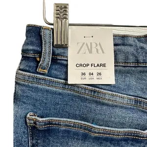 ZARA Women's Mid-Rise Cropped Flared Denim Frayed Hem Jeans Size 4 NEW thumbnail 7