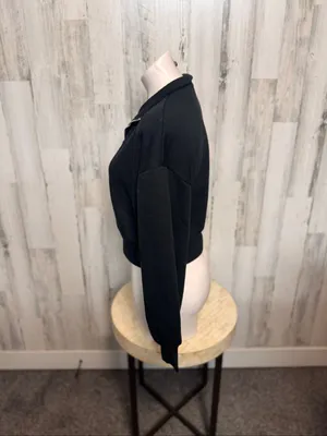 Charlotte Russe Quarter Zip Cropped Fleece Sweatshirt Pullover Womens Small Blac thumbnail 6