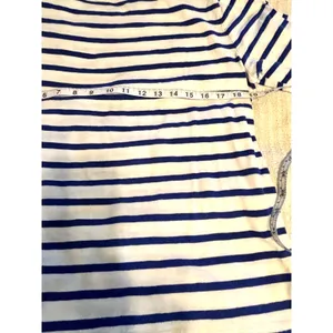 J.Crew Pineapple Stripe Top L Blue White Nautical Embroidered Cotton Shirt thumbnail 2