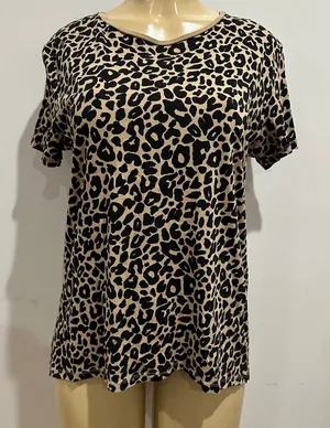 Zara Leopard Print T-shirt Sz M Cotton Short Sleeves thumbnail 1