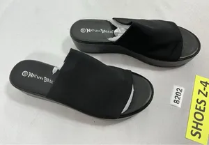 Womans New Nature Breeze Platform Slip On Slide Sandals 10 Black thumbnail 1