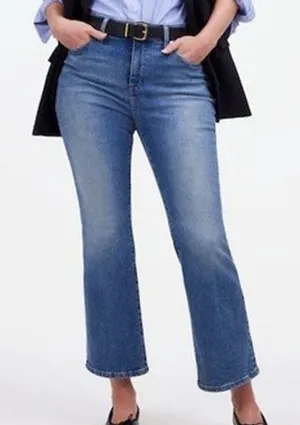 Madewell The Curvy Kick Out Flare Crop Mid Rise Jean Size 25 Oneida Wash Blue thumbnail 1