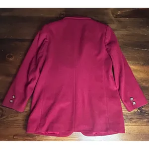 Lands End Vintage Wool‎ Cashmere Blazer Jacket Burgundy Women's Size 8 Petite thumbnail 4