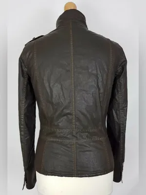 Barbour Brigade Military Wax Coated Jacket Dark Green Corduroy Collar sz 8 thumbnail 8