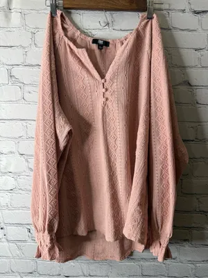 FRYE Dusty Rose Crochet-Detail Peasant Blouse XL thumbnail 1