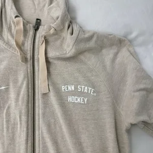 Nike Penn State Hockey Full Zip Cream / Beige Hooded Jacket | Size XS thumbnail 2