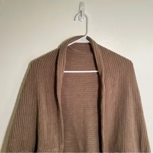 Women's One‎ Size Open Front Circle Cardigan Sweater Brown Ribbed Short Sleeve thumbnail 2