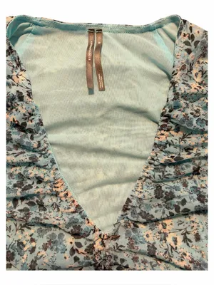 Anthropologie Floral Romantic Boho Shirred Mesh Ruched Stretchy Top Size XS thumbnail 4