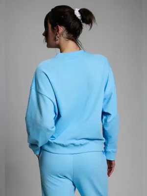 YEAR OF OURS Sky Blue Oversized Crewneck Sweatshirt XS/S 100% Cotton thumbnail 2