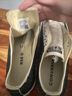 Custom Emerald Green Rhinestone Converse Lift Platform Low Tops Size 10 thumbnail 6