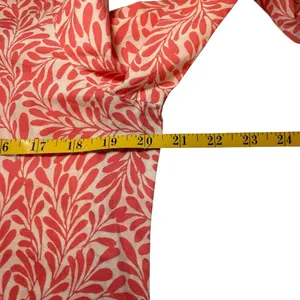 J. Crew Coral Navy Floral Crepe 100% Cotton V-neck 3/4 Sleeve Tunic‎ Medium EUC thumbnail 8