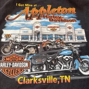Harley-Davidson Black and Orange Logo Tee Clarksville Tennessee size medium thumbnail 7