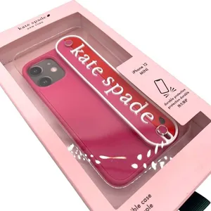 New Kate Spade New York iPhone 12 Mini Pink Flexible case Logo hand strap thumbnail 2