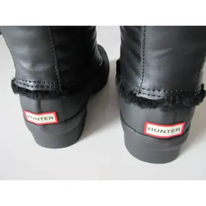 NIB HUNTER Original Shearling Lined Pac in Black Lace-up Rain Boots US 6 $235 thumbnail 4