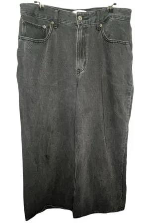 Abercrombie And Fitch Curve Love Black Wide Leg High Rise Denim Jeans thumbnail 1