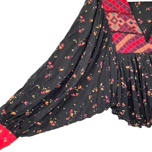 Free People Lady Lou Embroidered Black Blouse size medium Blouse thumbnail 5