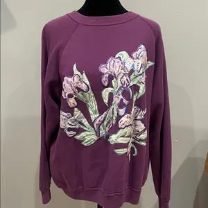 Hanes Floral Purple Women's Sweatshirt vintage 80’s thumbnail 2