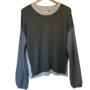 MADEWELL Olive Green/Gray/Beige Merino/Alpaca Wool Blend Crew Neck Sweater Small thumbnail 2