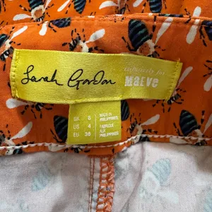 Sarah Gordon x Maeve The Colette Wide-Leg Crop Pants Orange Bee Print Size 4 thumbnail 5