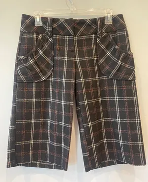 Plaid Wide-Leg knee shirts - Black & Brown wool blend Delia’s thumbnail 1