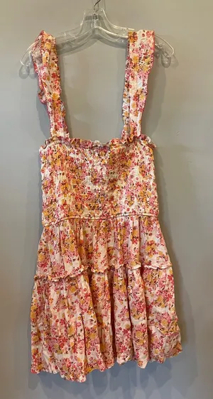 Aerie Pink Floral Sundress with Ruffled Straps thumbnail 1