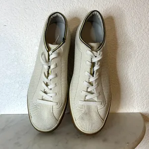 Rothy’s The Lace up Sneaker Womens Size 8 Vanilla Blue Woven Discontinued HTF thumbnail 4