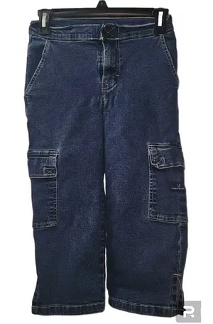 Jordache Cargo Pants Denim Blue Adjustable‎ Waist Casual Kid Size thumbnail 1