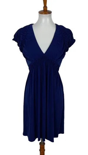 Laundry By Design Navy Ruched Cap Sleeve V Neck Dress‎ 4 Cocktail Party NWT thumbnail 1