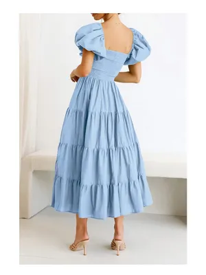 PrettyGarden Summer Puff Sleeve Midi Dress thumbnail 2