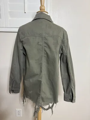 Free People Size Extra Small (XS) Women's Green Military Style Cotton Blend Jack thumbnail 4