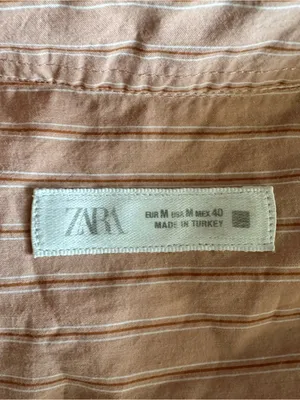 ZARA MAN Salmon Striped Boxy Button Up Shirt Coastal Grandma Resort Camp Collar thumbnail 3